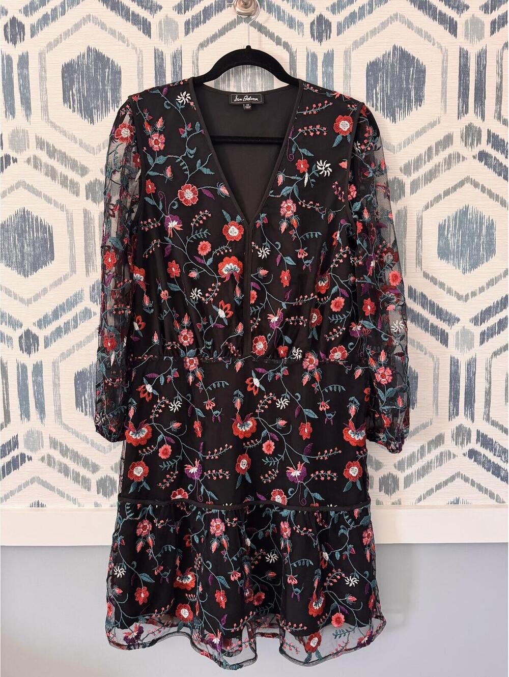 Sam Edelman Black Mesh Floral Dress